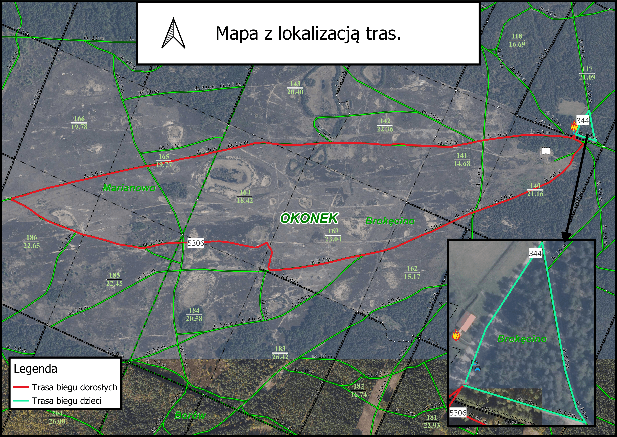 Mapa z lokalizacją tras - Wrzos.RUN 2026